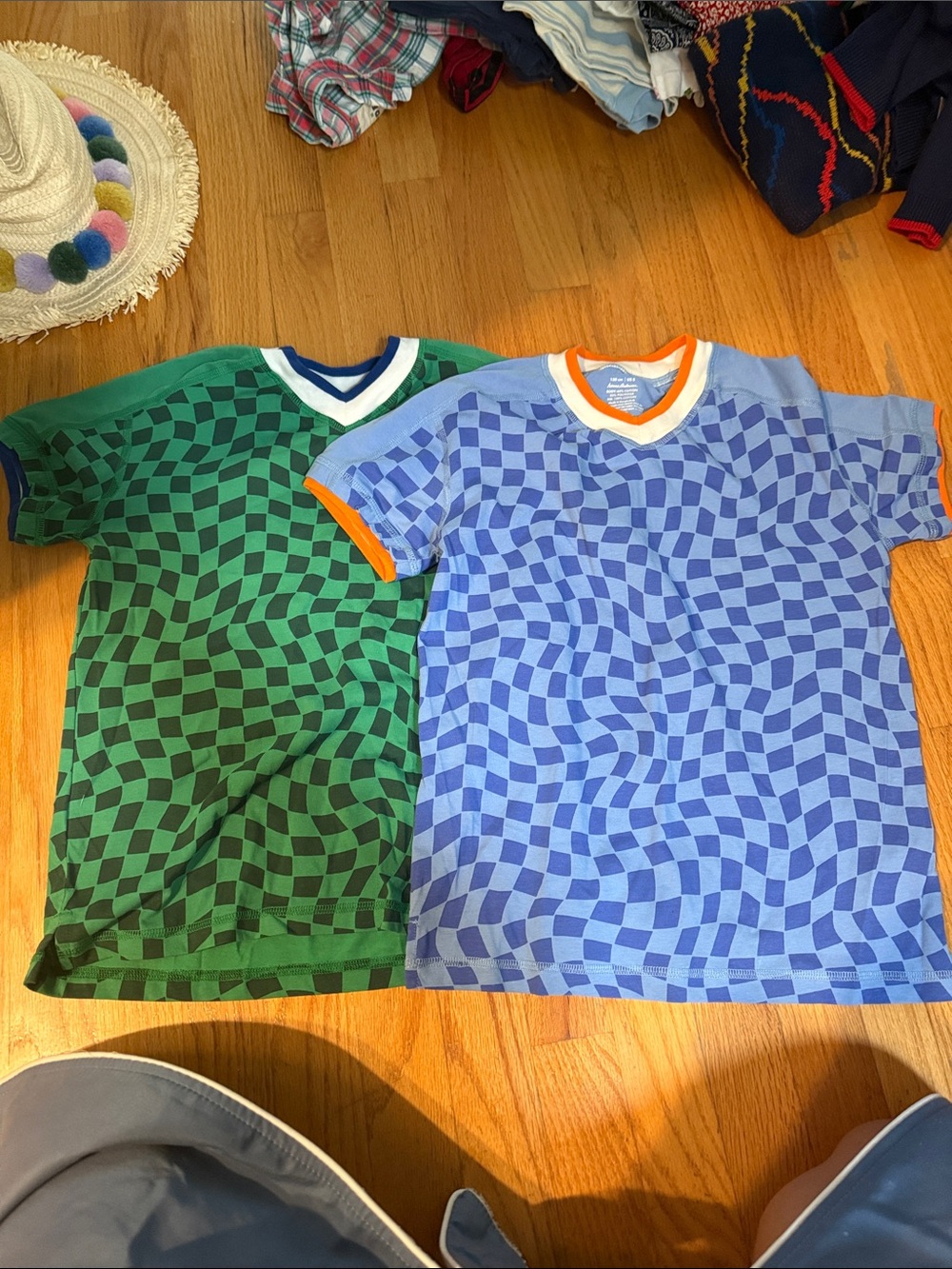 Hanna Andersson Blue & Green Checkerboard Short Sleeve Tee bundle size 8
